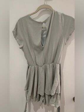 Soft Sage Tiered Short-Sleeve Dress/romper